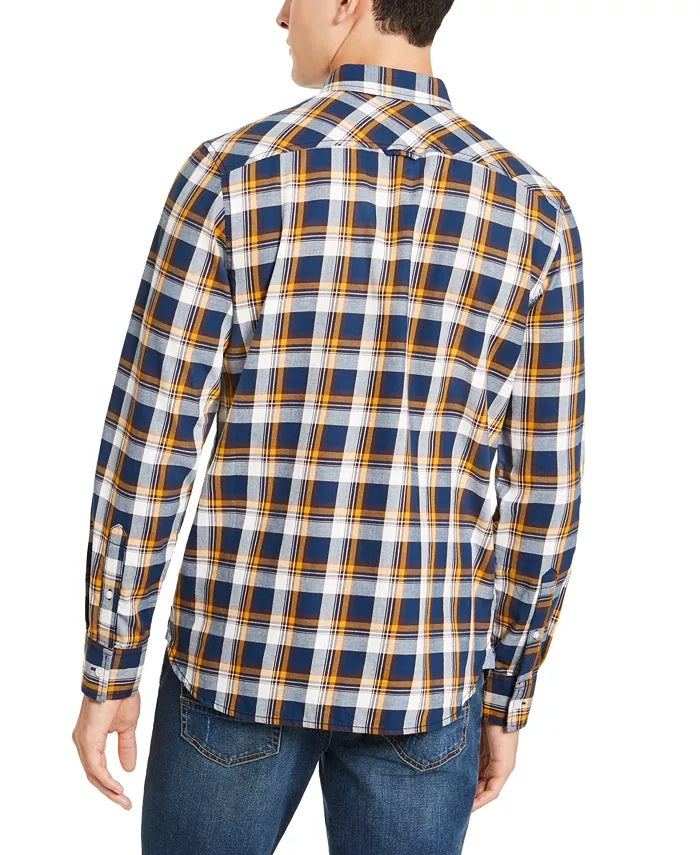 American Rag Men's Oliver Plaid Shirt Dark Blue Size XX Large