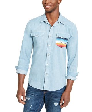 American Rag Men's Antonio Western Shirt Blue Size XX Large