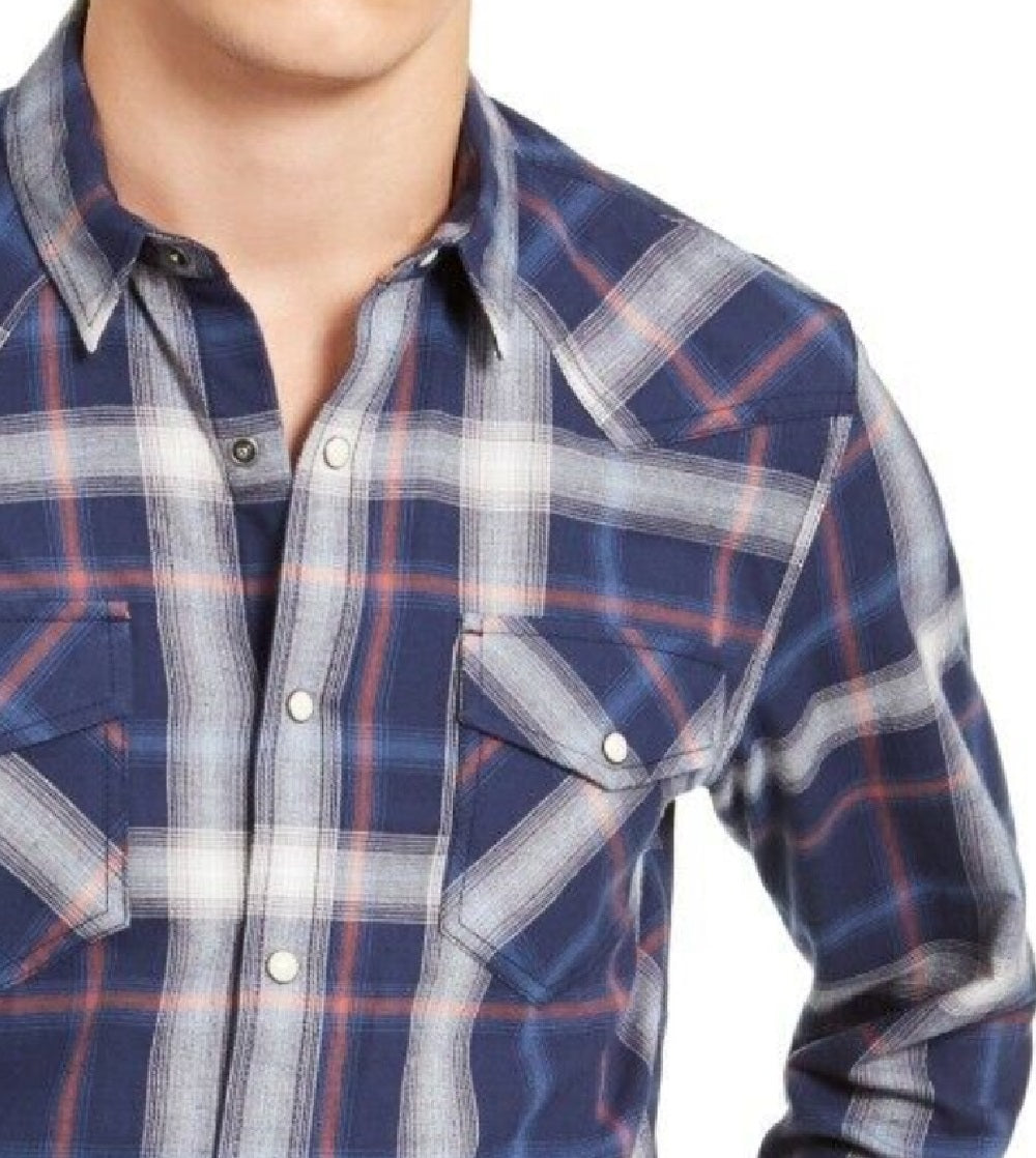 American Rag Men's Plaid Harvey Western Blue Size Extra Small