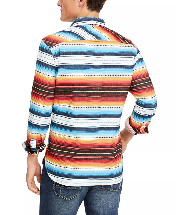 American Rag Men's Frequency Striped Shirt White Size X-Small