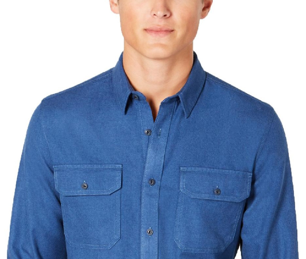 American Rag Men's Grindle Textured Shirt  Blue