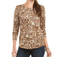 Style & Co Women's Animal Print Top Brown Size Small