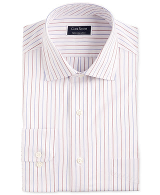 Club Room Men's Stretch Wrinkle-Resistant Pinstripe Shirt White Size 16x34-35