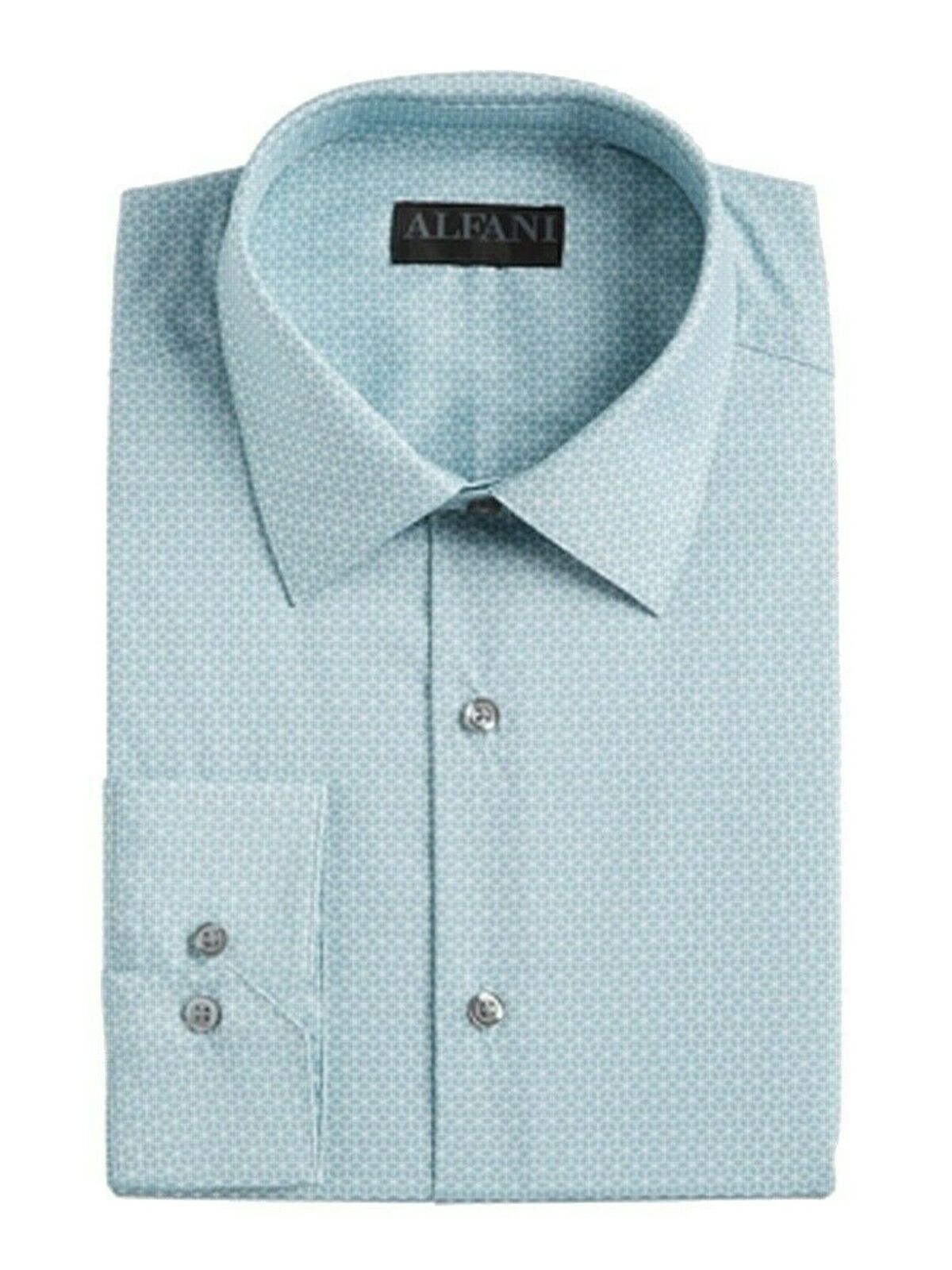 Alfani Men's Alfatech Slim-Fit Stretch Cube-Print Dress Shirt Gray Size 32 x 33