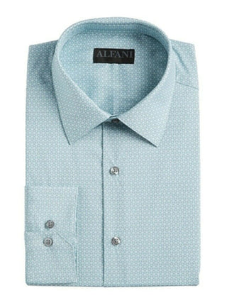 Alfani Men's Alfatech Slim-Fit Stretch Cube-Print Dress Shirt Gray Size 32 x 33