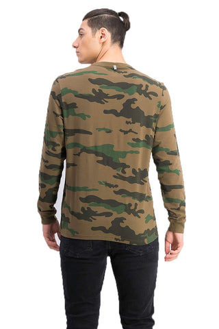 Ideology Men's Exploded Camo Long-Sleeve T-Shirt Green Size Large