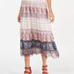 Style & Co Women's Tiered Mixed Print Midi Skirt Red Size Large
