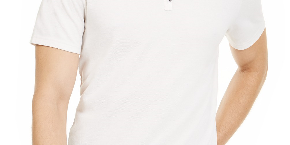 INC International Concepts Men's Textured Split-Neck T-Shirt White Size Small