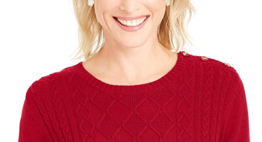 Charter Club Women's Cable Sweater Dark Red Size Medium