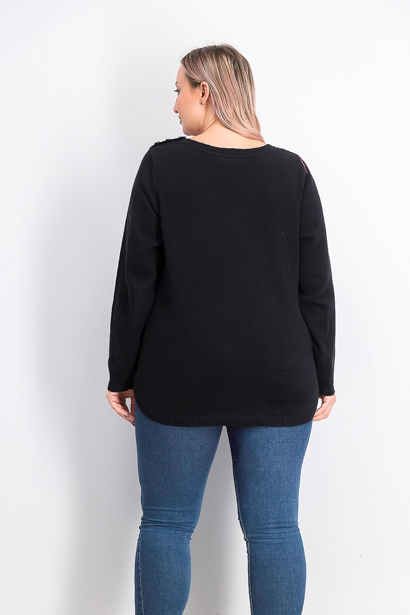 Charter Club Women's Plus Size Cable-Knit Sweater Black Size OX