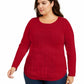 Charter Club Women's Plus Size Cable-Knit Sweater Red Size Extra Large