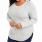 Charter Club Women's Plus Size Cable-Knit Button-Trim Sweater  Gray Size Extra Large