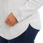 Charter Club Women's Plus Size Cable-Knit Button-Trim Sweater  Gray Size Extra Large