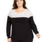 Charter Club Women's Metallic Colorblocked Crewneck Sweater Gray Size X-Large