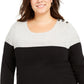 Charter Club Women's Metallic Colorblocked Crewneck Sweater Gray Size X-Large