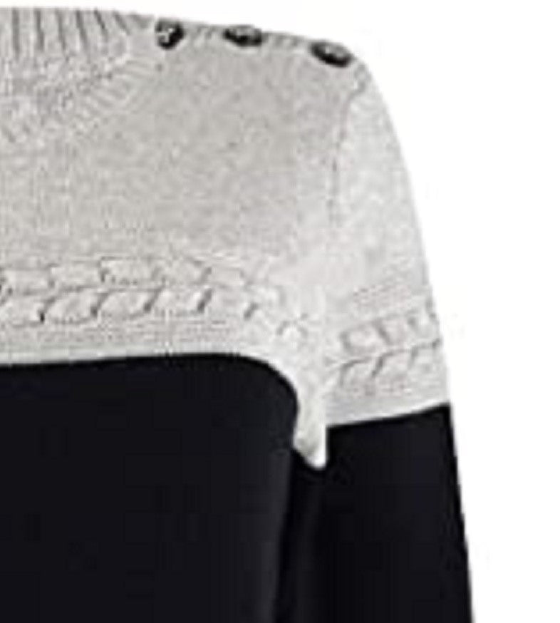 Charter Club Women's Metallic Colorblocked Crewneck Sweater  Gray Size Extra Small