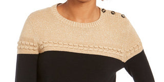 Charter Club Women's Petite Lurex Knit Sweater Black Size Medium