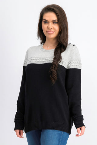 Charter Club Women's Petite Lurex Knit Sweater  Gray Size Large