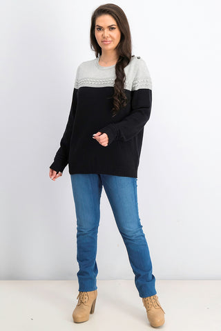 Charter Club Women's Petite Lurex Knit Sweater  Gray Size Large