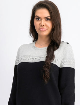 Charter Club Women's Petite Lurex Knit Sweater  Gray Size Large