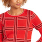 Charter Club Women's Printed Crewneck Sweater Red Size Medium
