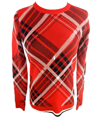 Charter Club Women's Petite Plaid Knit Sweater Red Size Petite