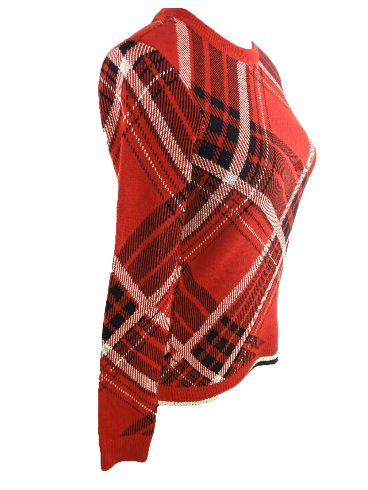 Charter Club Women's Petite Plaid Knit Sweater Red Size Petite