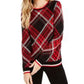 Charter Club Women's Plaid Crewneck Sweater Black Size Extra Large