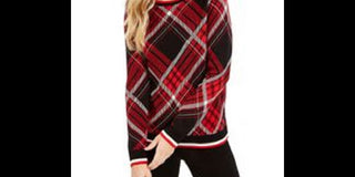 Charter Club Women's Plaid Crewneck Sweater Black Size Extra Large