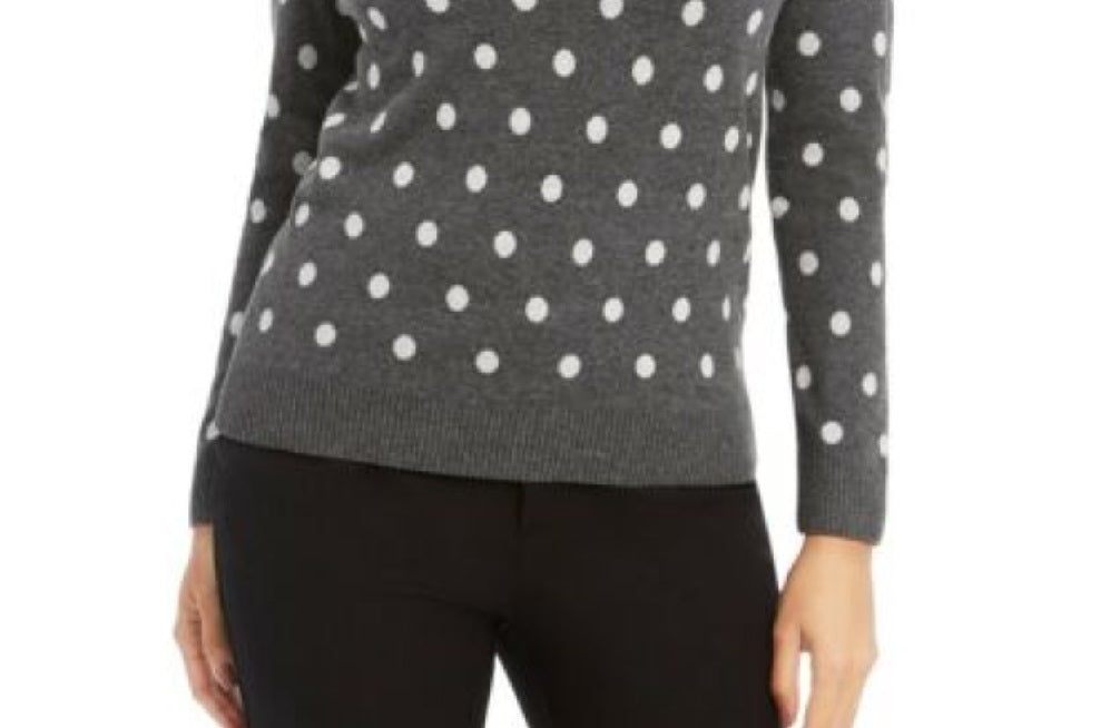 Charter Club Women's Polka Dot Sweater Gray Size Petite Large