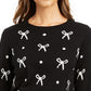 Charter Club Women's Reese Beaded-Bow Dotted Sweater Black Size Extra Large