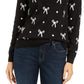 Charter Club Women's Reese Beaded-Bow Dotted Sweater Black Size Extra Large