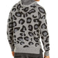INC International Concepts Men's Leopard Sweater Hoodie Gray Size 3 Extra Large