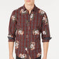 INC International Concepts Men's Plaid Floral Casual Shirt Red Size Small