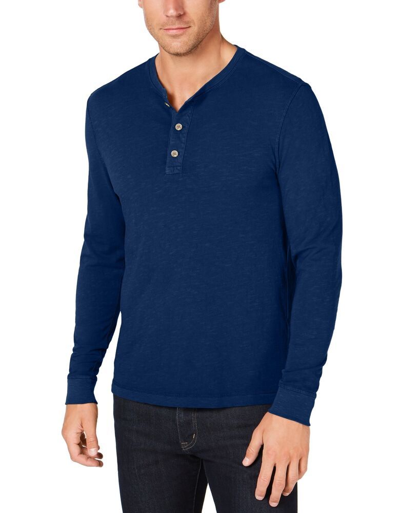 Club Room Men's Henley Shirt Dark Blue Size Medium
