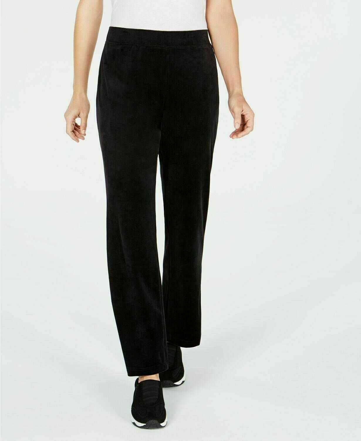 Karen Scott Women's Velour Pull-On Pants Black Size PM