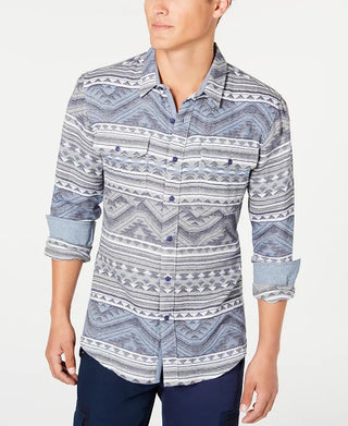 American Rag Men's Geometric Jacquard Shirt Gray Size XX Large