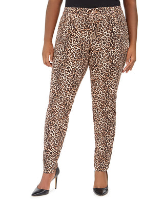 INC International Concepts  Women's  Plus Size Leopard-Print Skinny Jeans  Brown Size S P