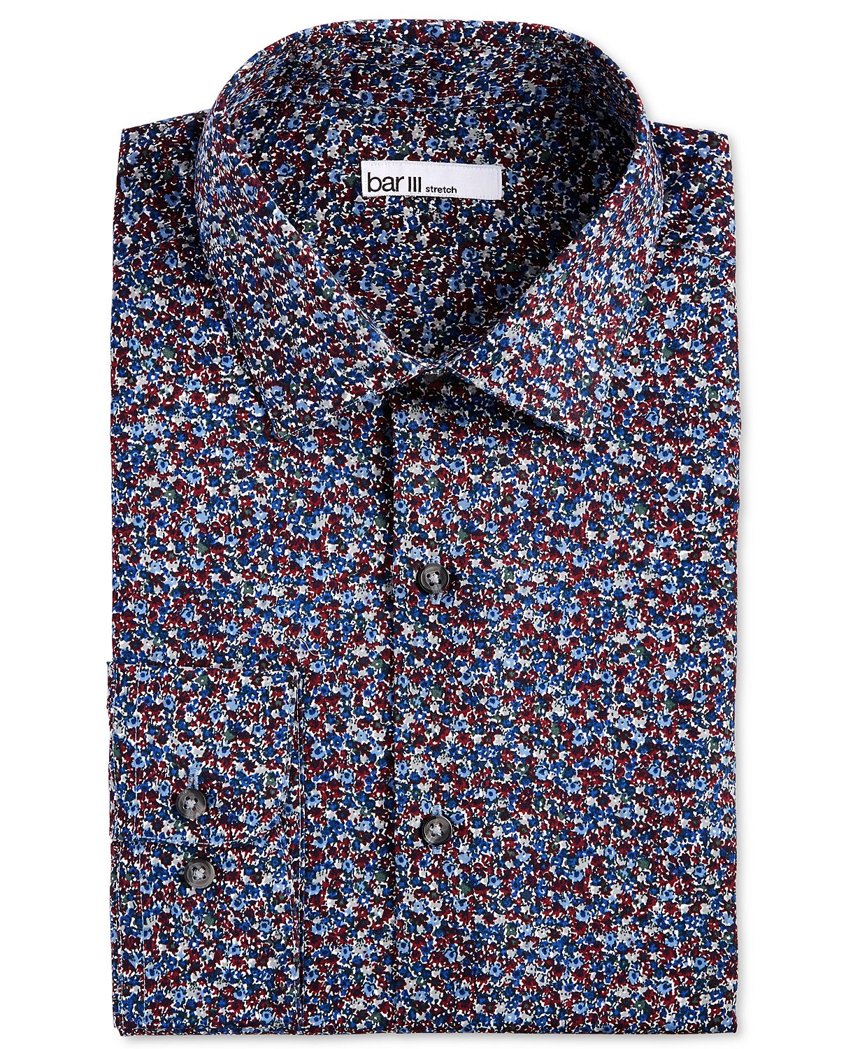 Bar III Men's Slim-Fit Performance Stretch Floral-Print Dress Shirt Red Size 15-34-35