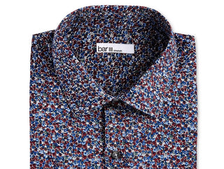 Bar III Men's Slim-Fit Performance Stretch Floral-Print Dress Shirt Red Size 15-34-35