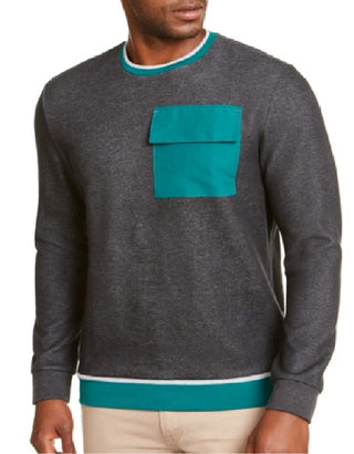 Alfani men's Utility Pocket Crewneck Sweatshirt Gray Size Small