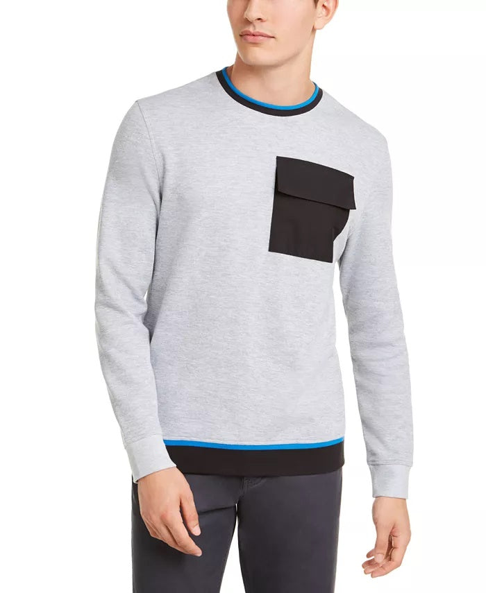 Alfani Men's Utility Pocket Crewneck Sweatshirt Dark Gray Size X-Large