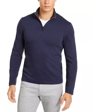 Alfani Men's Solid Quarter Zip Sweater Blue Size Small