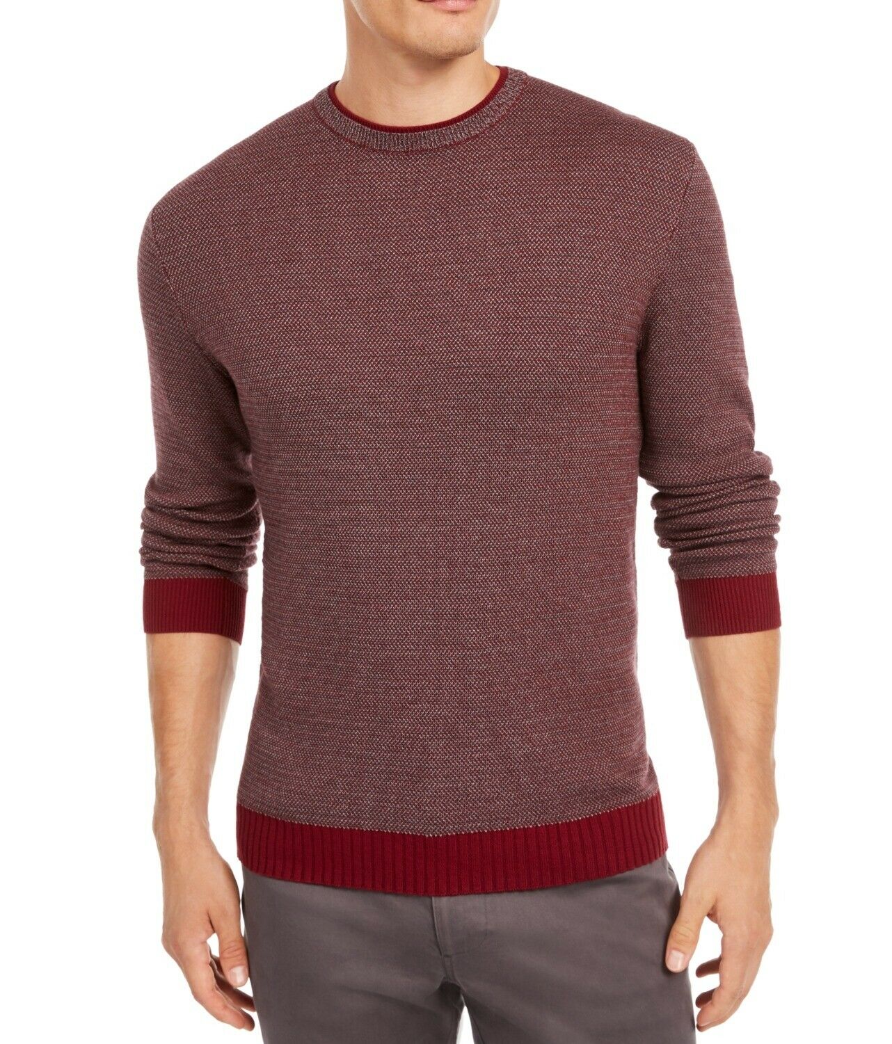 Tasso Elba Men's Supima Cotton Crewneck Sweater Red Size Small
