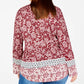 Style & Co Women's  Plus Size Printed Top Wine Size 2X