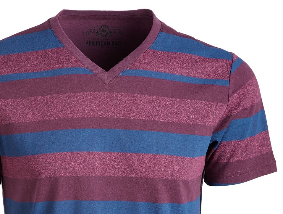 American Rag Men's V-Neck Striped T-Shirt Red Size Small