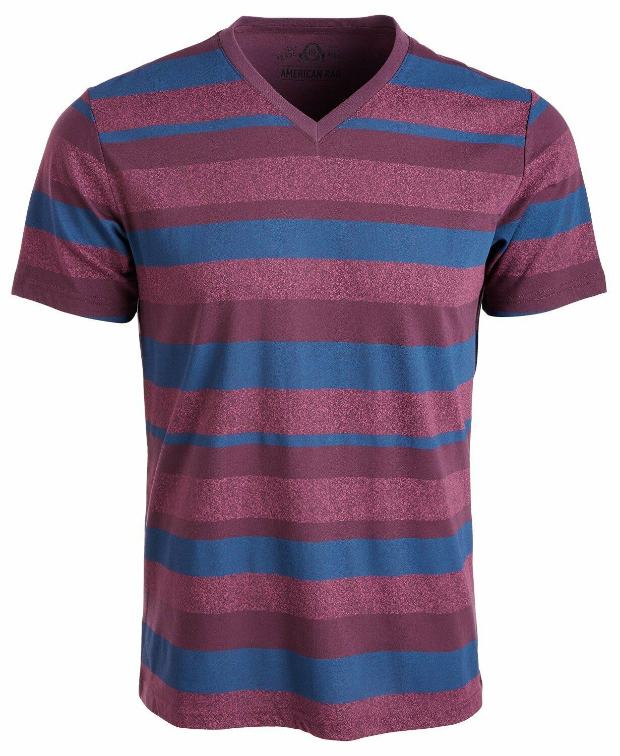 American Rag Men's  V-neck Striped T-shirt Plum Size 2 Extra Large