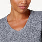 Karen Scott Women's Ribbed V-Neck Sweater Winter Wte Mrl Size Large