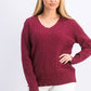 Karen Scott Women's Ribbed V-Neck Sweater New Red Mrl Size Medium