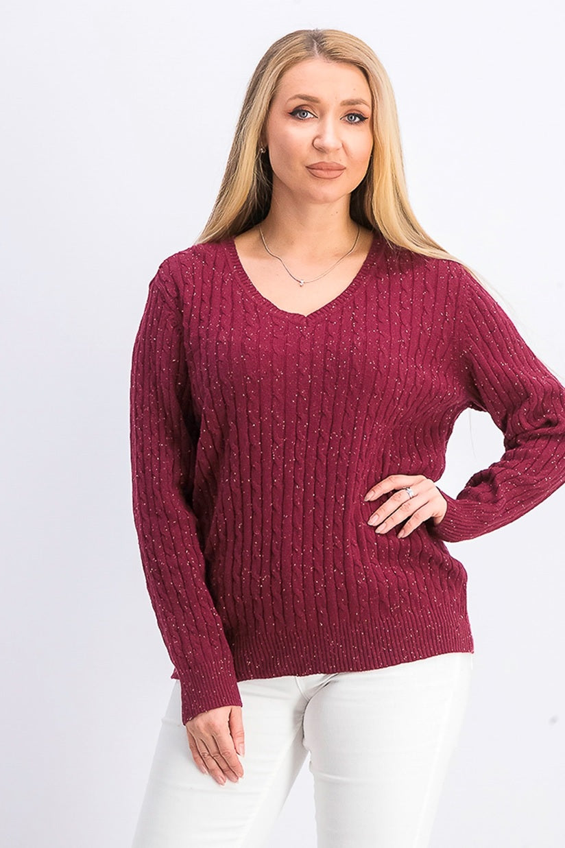 Karen Scott Women's Ribbed V-Neck Sweater New Red Mrl Size Medium